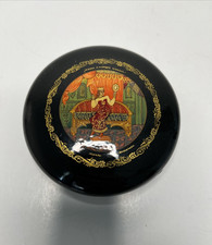 Vintage Russian Lacquer Hand-Painted Small Trinket Box picture