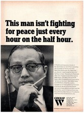 1965 PRINT AD, Group W This Man Isn't Fighting For Peace Just Every Hour U Thant picture