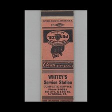 Matchbook Cover Whitey's Service Station Altoona PA picture