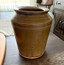 Vintage salt glazed stone Crock Jar Canister picture