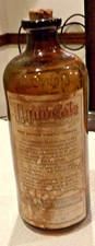 Antique Embossed LIQUOCIDE / LIQUOZONE Amber Glass Bottle FULL LABEL➕ 1/3 LIQUID picture