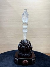 TOP Natural clear quartz vajra pestle hand carved crystal reiki healing +stand picture