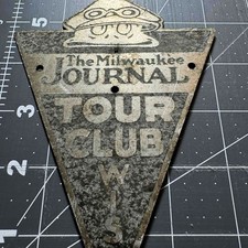 Vintage Milwaukee Journal Tour Club Wisconsin Auto Radiator Grille Badge Sign picture