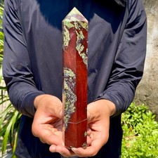 1.37LB Large Natural Dragon Blood Column Obelisk Crystal Column Wand Point Heali picture