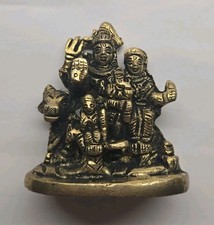 Brass Radha Krishna Idol Sculpture with Cow And Child 7 cm picture