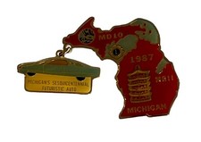 Lions Club 1987 Michigan MD 10 Sequential Futuristic Auto Clutch Back Pin picture