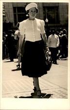 Vintage RPPC Candid Street Photo Fashionable Woman 1940s Agfa Ansco Postcard picture