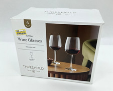 Threshold Hutton Clear Stemmed Wine Glasses 20 oz Set of 6 Dishwasher Safe picture