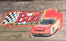 Budweiser NASCAR Breweriana Tin Sign Monte Carlo Race Car Collectible picture