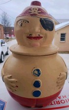 Vintage Scarce Rare 1920's Cookie Jar Jolly Pirate American Bisque Company🔴🟠🟡 picture