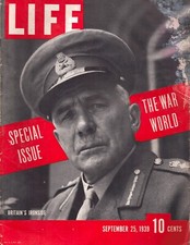 VTG Life Magazine September 25, 1939 Britian’s General Ironside / WWII picture