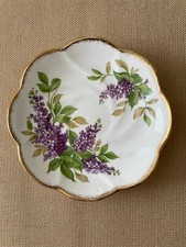 Vintage Salisbury Bone China Saucer Lilac Floral Pattern with Gold-trimmed Edges picture