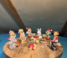Set of 12 Vintage Enesco Suzy’s Zoo Christmas Decor Figurines  picture