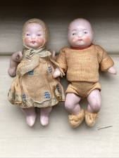 VTG Bisque Baby Figurines Girl Boy Original Clothing Porcelain Germany or Japan picture