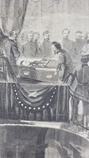 President Lincoln's Funeral - viewing the body  1865  vintage print picture