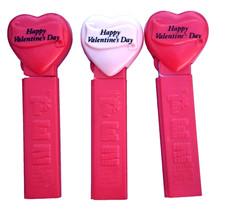 Vintage PEZ Happy Valentine’s Day Heart Candy Dispensers No Feet -1996 Lot of 3 picture