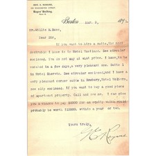 1891 George E Rogers Letterhead Memo Washington St Boston AF4-2 picture
