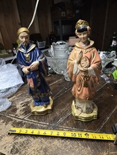 Vintage Mid-Century Ceramic Asian Emperor & Empress / Madonna & Child Figurines picture