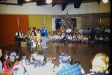 c1970's Kodachrome 35mm Slide, Native Dancers Christmas Audience American orange picture