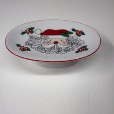VTG Whimsical Santa Claus Curly Beard Candy Canes Holly Soap Trinket Dish Korea picture