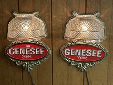 Genesee Beer Crystal Shade Wall Sconce Lamp SET Beer Bar Iights picture