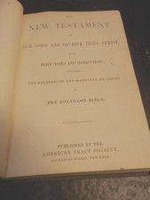 New Testament Polyglot 1800's Antique Bible w Maps American Tract Society picture