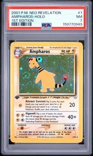 🌀 🌀 SWIRL 🌀 🌀 2001 Pokémon Neo Revelation Ampharos #1/64 1st Ed Holo PSA 7 picture