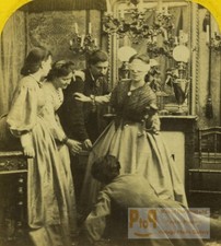 France Genre Scene Blind man's buff game blindfold Old Stereoview photo 1865 picture