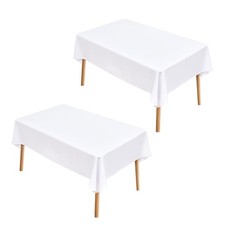 Wolkemer 2 Pack 60x90 Inch Rectangle Tablecloth Washable White Table Cloth picture