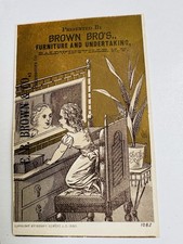 Antique Undertaker Furniture Trade Card Mirror Baldwinsville NY VTC Brown Bros picture