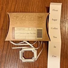 Longaberger PEWTER LABEL Tie On Flour Sugar Coffee Tea In Out & more NEW #20797 picture
