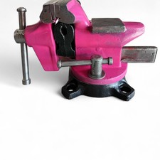 Vtg Custom Bench Vise Vice 3.5 Inch 360 Degree Full Swivel Retro Hot Pink Tool picture