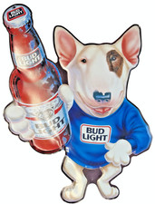 1989 Bud Light Spuds MacKenzie Embossed Metal Beer Sign 25
