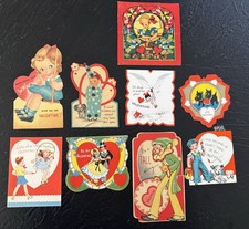 Lot of 9 Vintage Antique Valentine’s Day Cards From 1940 (Used) picture