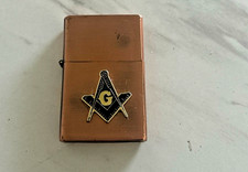 Vintage Brushed Copper Finished Zippo Lighter Freemason Masonic Cigarette picture