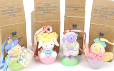 LOT 4 VTG Cute AVON Springtime Cuties Easter Christmas Ornament Bunny Chick Lamb picture
