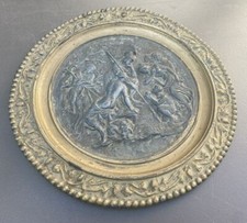 ANTIQUE VICTORIAN EMBOSSED FIGURAL CAST METAL 11.25