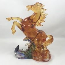 Liuli Crystal Glass Auspicious Ru-Yi Horse Ornament – Feng Shui Home Decor picture