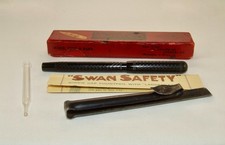 ANTIQUE MABIE TODD SWAN 2 SAFETY SCREW CAP FOUNTAIN PEN-WITH SWAN POCKET & BOXED picture