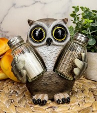 Ebros Whimsical Owlet Baby Owl W/ Big Round Eyes Glass Salt & Pepper Shakers Set picture