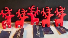 Vtg 1970s William Accorsi Colonial Candle Cape Cod Red Metal Reindeer Set of 5 picture