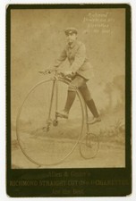 Allen & Ginter 1887 Girl Cyclist Cigarette Cabinet Card Big Wheel Bicycle J13849 picture