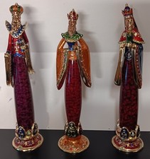 Brass and lacquered 3 wise men magi 13 inches tall stunning Magic Decoration picture