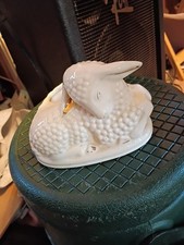 Vintage Lamb/Sheep Planter Ceramic Ivory w/Gold Highlights 