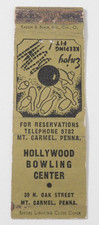 HOLLYWOOD BOWLING CENTER MATCHBOOK COVER * MT. CARMEL, PENNSYLVANIA picture