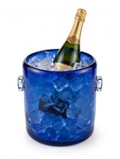 Cobalt Blue Bubble Glass Ice Bucket - Champagne Chiller picture
