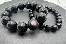 Natural Velvet Hypersthene Crystal Beaded Bracelet Shimmer Black Gemstone AAA picture
