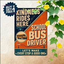 School Bus Driver Route Appreciation Fleet Garage Post Sign Metal Tin Plaque picture