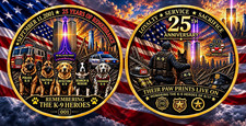 9/11 K-9 Hero Remembered 25th Anniversary Challenge Coin. Limited availability picture
