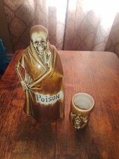 RARE Schafer Vater Grim Reaper Skeleton Decanter/Shotglass Skulls POISON Antique picture
